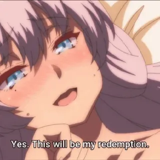 ☺️ Yes. This will be my redemption. アニメ, 償い, キャラクター, 女性, 寝そべり telegram sticker