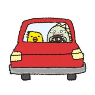 🚘 coche, conducción, animal, dibujos animados, divertido, transporte telegram sticker