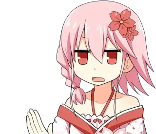😐 garota anime, cabelo rosa, sakura, flor, irritada, expressão whatsapp sticker