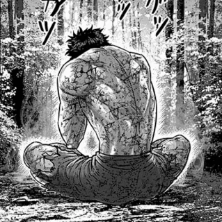⚫️ arts martiaux, combat, entraînement, muscles, manga, blessure, assis whatsapp sticker