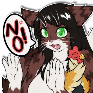 👎 NO! cat, anime, no, angry, chicken telegram sticker