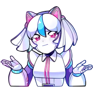 🤷‍♀️ 애니메이션, 로봇, 고양이, 혼란스러움, 캐릭터, 귀여운, 스티커 telegram sticker