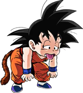 😥 Goku Dragon Ball anime, kelelahan, lidah, Goku, Dragon Ball, kartun telegram sticker