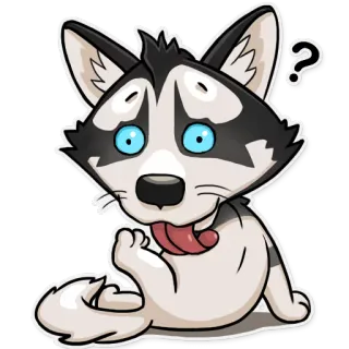 😳 dog, animal, question, husky, cartoon, cute whatsapp sticker
