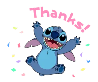 🙏 Stitch Lilo & Stitch Thanks! Cartone animato, Alieno, Carino, Grato, Grazie telegram sticker