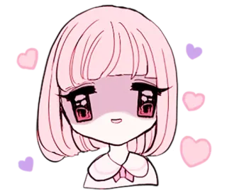 😈 garota anime, fofo, kawaii, coração, adesivo telegram sticker