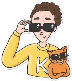 🕶 personaggio, persona, gatto, occhiali da sole, cartone animato telegram sticker