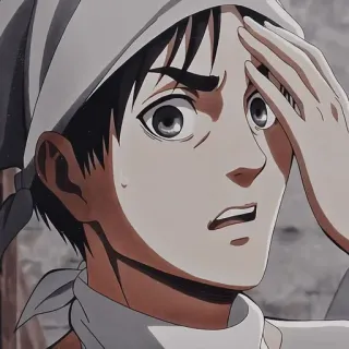 😅 Eren Yeager Attack on Titan anime, manga, worried, scared, attack on titan telegram sticker