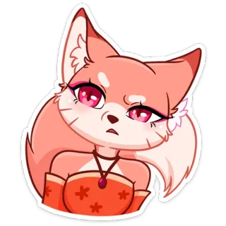 😔 лиса, аниме, стикер, мультфильм, иллюстрация, милый, девушка telegram sticker