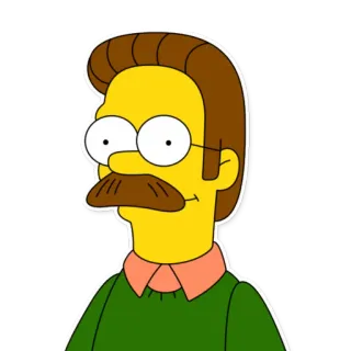😇 Ned Flanders The Simpsons การ์ตูน, รายการทีวี, ตัวละคร, เน็ด ฟลานเดอร์ส, ซิมป์สันส์, แอนิเมชั่น, ตลก telegram sticker