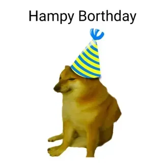 🥳 Cheems Doge meme Hampy Borthday cheems, birthday, doge, party, meme, funny, celebration telegram sticker