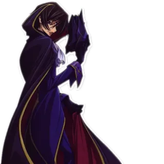 😕 Lelouch Lamperouge Code Geass anime, character, cloak, purple, Code Geass telegram sticker