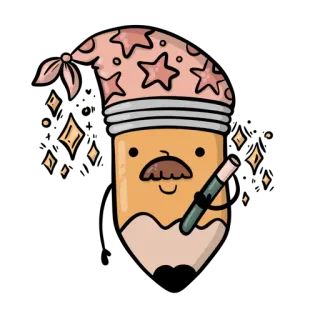 🪄 lápis, magia, estrelas, desenho animado, personagem, mágico, sonolento, fofo whatsapp sticker