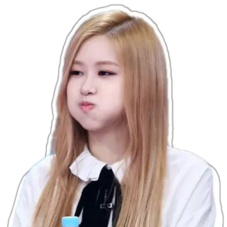 😗 woman, blonde hair, kpop, person, face, pout telegram sticker