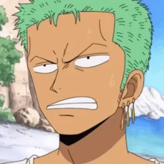 🪐 Zoro One Piece Аниме, Манга, Ван Пис, Ророноа Зоро, Мечник, Пират, Зеленые волосы telegram sticker