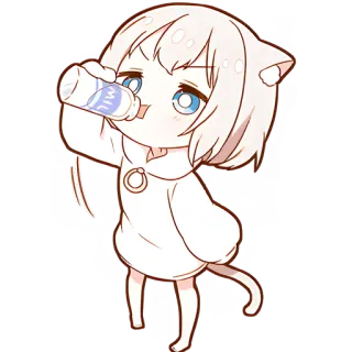 😋 MILK lait, animé, chat, chibi, kawaii, mignon, boire telegram sticker