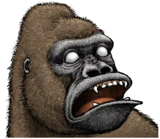 😵 горилла, обезьяна, животное, кричащий, ужасы, монстр whatsapp sticker