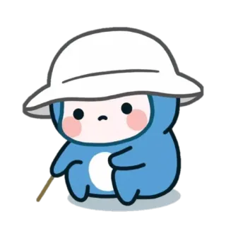 🐧 かわいい, キャラクター, ステッカー, 青, 帽子, 漫画 telegram sticker