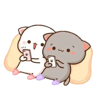📱 милые, кошки, телефон, каваи, животные, стикер telegram sticker
