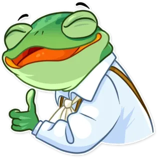 👍 กบ, สัตว์, การ์ตูน, ยกนิ้วโป้ง telegram sticker