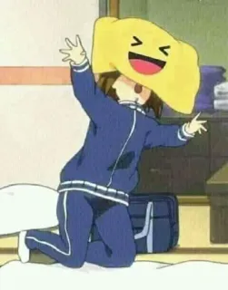 🤣 anime, pillow, happy, fun, cartoon telegram sticker