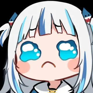 ✨ Gawr Gura Anime, Vtuber, Gawr Gura, Tubarão, Fofo, Triste, Chorando telegram sticker