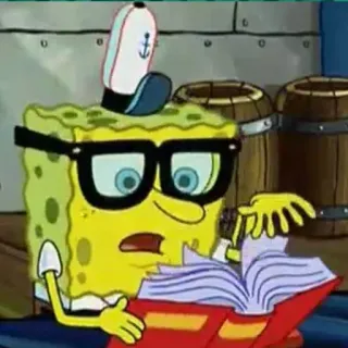 🤓 SpongeBob SquarePants мультфильм, Спанч Боб, книга, очки, ботаник telegram sticker