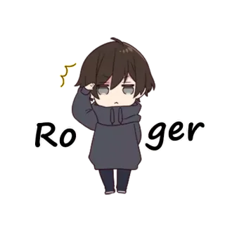 💂‍♂ Roger Anime, Chibi, Ragazzo, Carino, Cartone animato telegram sticker