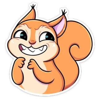 😬 Eichhörnchen, Cartoon, Tier, Nagetier, Niedlich, Aufkleber telegram sticker