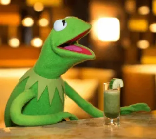 🥂 Kermit カーミット, マペット, 飲酒, カクテル, バー, 緑, カエル telegram sticker