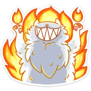 😈 cat, fox, nine tails, fire, demon, monster, creature, flames telegram sticker