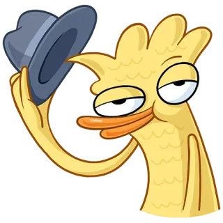 👋 Мультфильм, Птица, Утка, Шляпа, Смешной, Причудливый telegram sticker