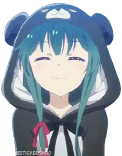 🐾 Anime, Chica, Dibujo animado, Sonrisa, Lindo, Sudadera con capucha whatsapp sticker