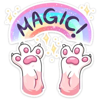 🌈 MAGIC! magic, rainbow, cute, whimsical, cat paws, sparkles telegram sticker
