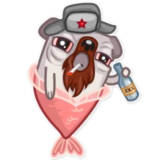 🚬 chien, poisson, alcool, cigarette, dessin animé, ivre whatsapp sticker