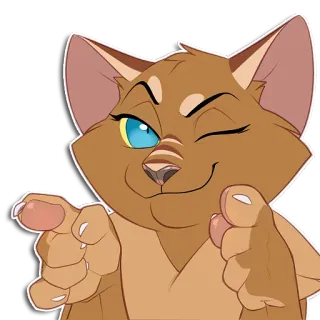 👈 gato, señalando, guiñando, dibujos animados, animal, pegatina telegram sticker
