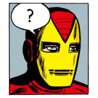 ❓ Iron Man ? Комикс, Супергерой, Вопрос, Marvel, Железный человек telegram sticker