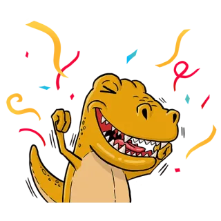 🥳 Dinosaurier, Cartoon, Fröhlich, Reptil, Tier whatsapp sticker