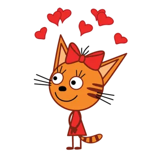❤️ cartone animato, gatto, cuori, carino, rosso whatsapp sticker