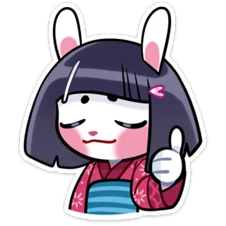 👍 coniglio, cartone animato, anime, pollice in su, kimono, antropomorfo whatsapp sticker