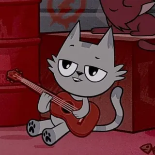 🐍 gatto, chitarra, cartone animato, musica, animale telegram sticker