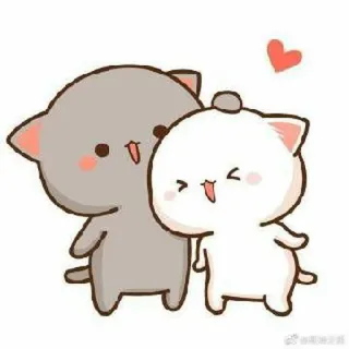 🍓 kucing, hewan, imut, kartun, hati, cinta whatsapp sticker