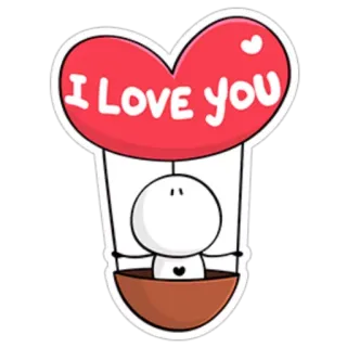 ❤ I LOVE YOU liefde, hart, valentijn, ballon, schattig, romantisch telegram sticker