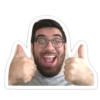 👍 Homme, Pouce levé, Positif, Heureux, Lunettes, Approbation whatsapp sticker
