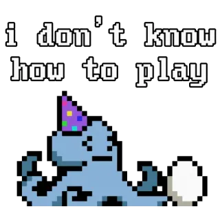 😫 i don't know how to play แมว, หมวกปาร์ตี้, พิกเซลอาร์ต, ไม่รู้วิธีเล่น, ข้อความ telegram sticker