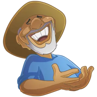 😆 homme, dessin animé, chapeau, sourire, joyeux, rire, amical whatsapp sticker