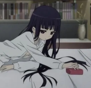 😍 Anime, Ragazza, Camera da letto, Letto, Personaggio telegram sticker