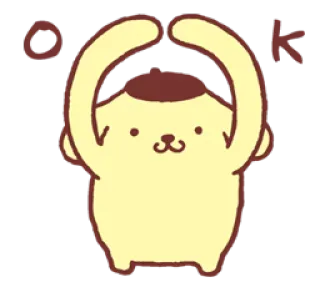 👌 PomPomPurin OK cute, dog, sanrio, yellow, happy telegram sticker