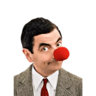 🤡 Mr. Bean Mr. Bean, Rowan Atkinson, nariz de payaso, gracioso, comedia, tonto telegram sticker