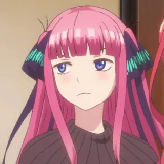 😒 Nino Nakano The Quintessential Quintuplets Anime, Cabelo rosa, Sério, Borboleta, Garota telegram sticker